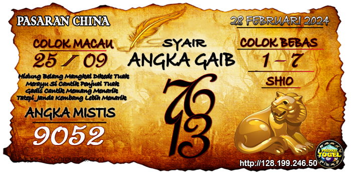 Prediksi Togel China Rabu 28 Februari 2024