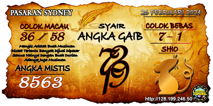 Prediksi Togel Sydney Senin 26 Februari 2024