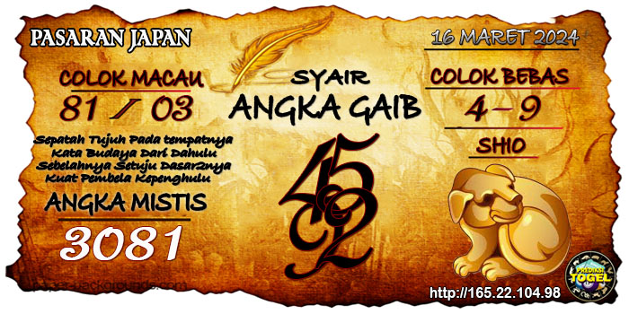 Prediksi Togel Japan Sabtu 16 Maret 2024