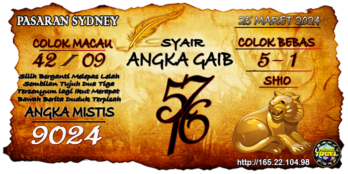 Prediksi Togel Sydney Senin 25 Maret 2024