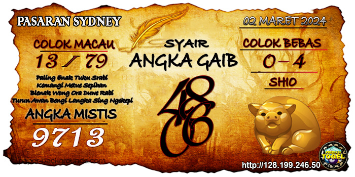 Prediksi Togel Sydney Sabtu 02 Maret 2024