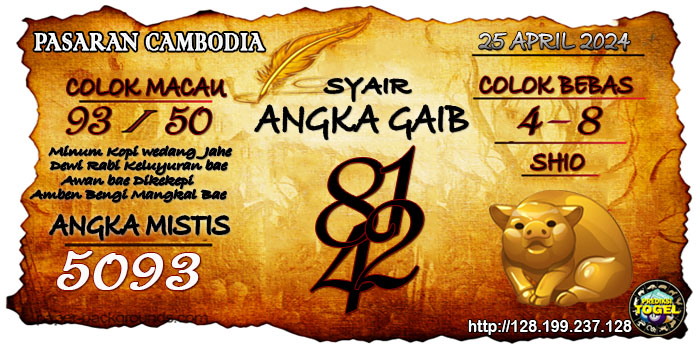 SYAIR TOGEL CAMBODIA HARI INI Kamis 25 April 2024