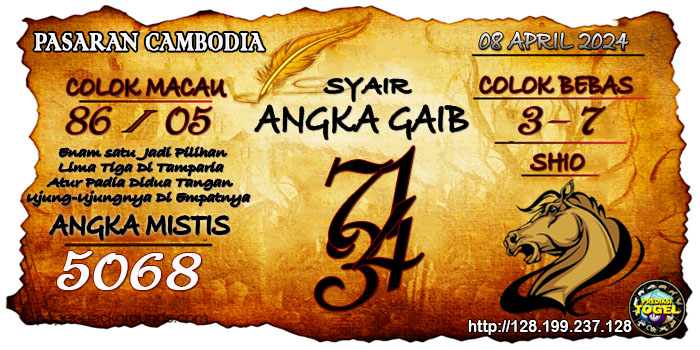 SYAIR TOGEL CAMBODIA HARI INI Senin 08 April 2024