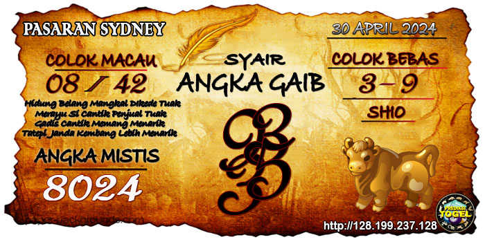 Prediksi Togel Sydney Selasa 30 April 2024