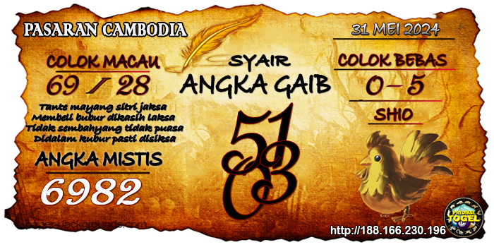 SYAIR TOGEL CAMBODIA HARI INI Jumat 31 Mei 2024