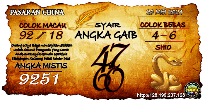 Prediksi Togel China Senin 20 Mei 2024