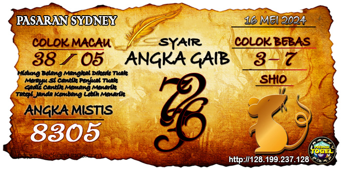 Prediksi Togel Sydney Kamis 16 Mei 2024