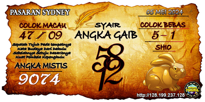 Prediksi Togel Sydney Minggu 05 Mei 2024