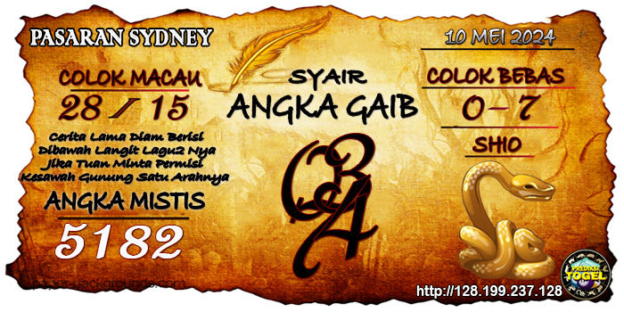 Prediksi Togel Sydney Jumat 10 Mei 2024