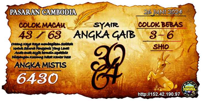 Prediksi Togel Cambodia Rabu 26 Juni 2024