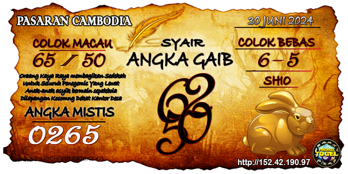 Prediksi Togel Cambodia Minggu 30 Juni 2024