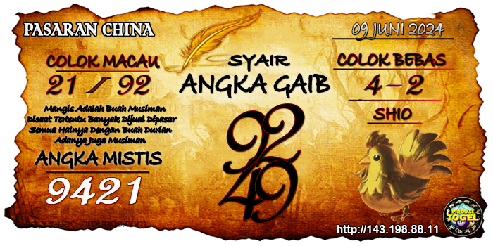 Prediksi Togel China Minggu 09 Juni 2024