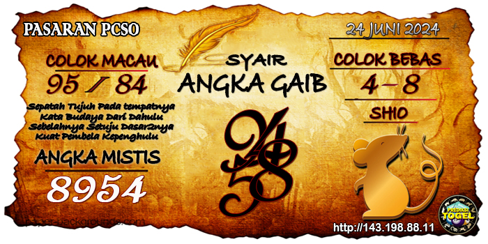 Prediksi Togel Pcso Senin 24 Juni 2024