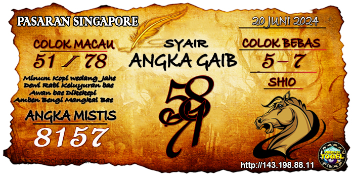 Prediksi Togel Singapore Kamis 20 Juni 2024