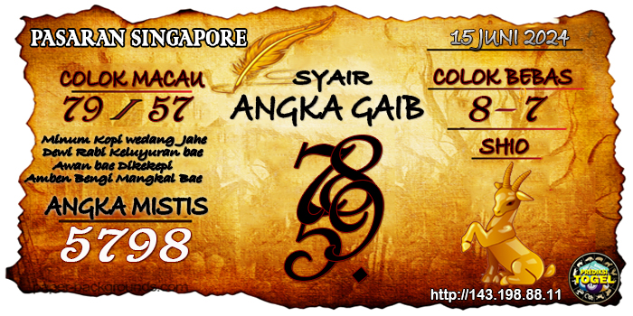 Prediksi Togel Singapore Sabtu 15 Juni 2024