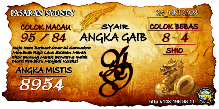 Prediksi Togel Sydney Senin 24 Juni 2024