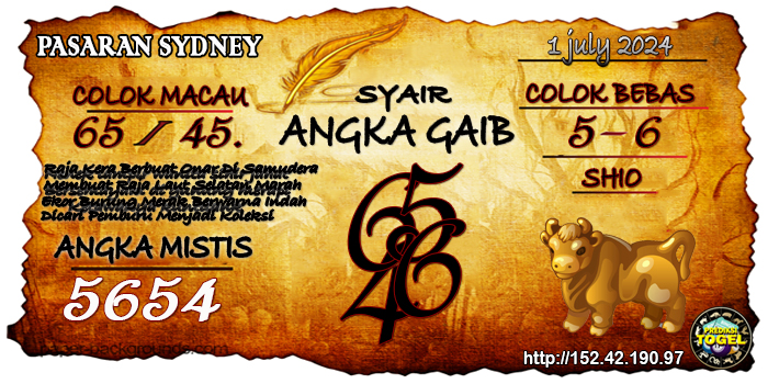 Prediksi Togel Sydney Senin 1 Juli 2024