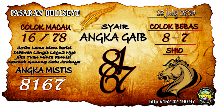 Prediksi Togel Bullseye Kamis 18 Juli 2024