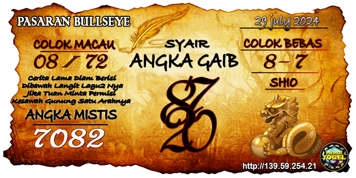 Prediksi Togel Bullseye Senin 29 Juli 2024