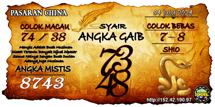 Prediksi Togel China Kamis 4 Juli 2024