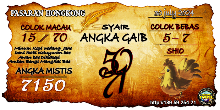 Prediksi Togel Hongkong Selasa 30 Juli 2024