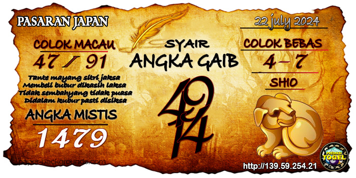 Prediksi Togel Japan Senin 22 Juli 2024