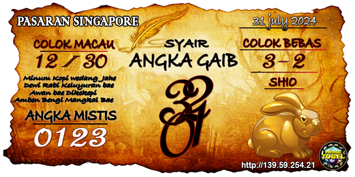 Prediksi Togel Singapore Rabu 31 Juli 2024