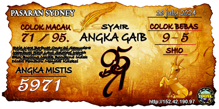 Prediksi Togel Sydney Selasa 16 Juli 2024