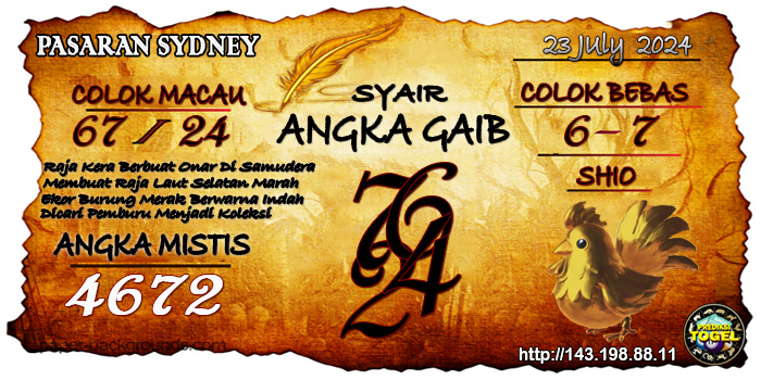 Prediksi Togel Sydney Selasa 23 Juli 2024