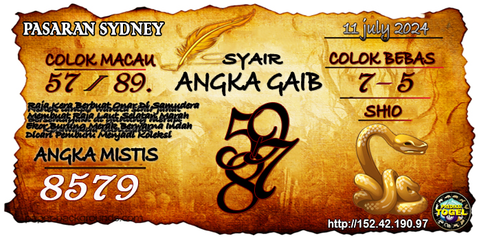 Prediksi Togel Sydney Kamis 11 Juli 2024