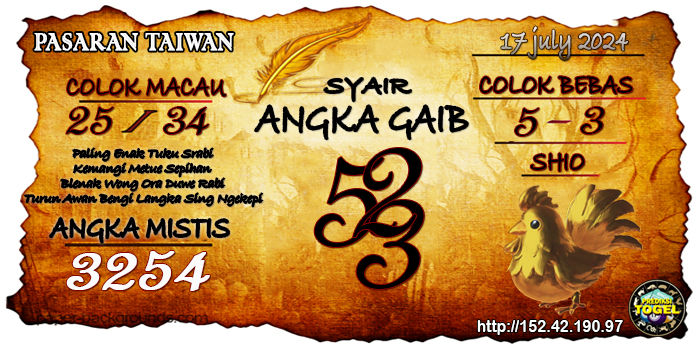 Prediksi Togel Taiwan Rabu 17 Juli 2024