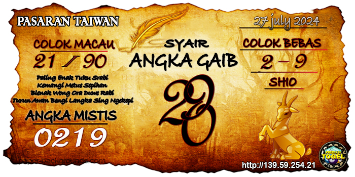 Prediksi Togel Taiwan Sabtu 27 Juli 2024