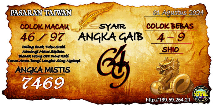 Prediksi Togel Taiwan Kamis 01 Agustus 2024