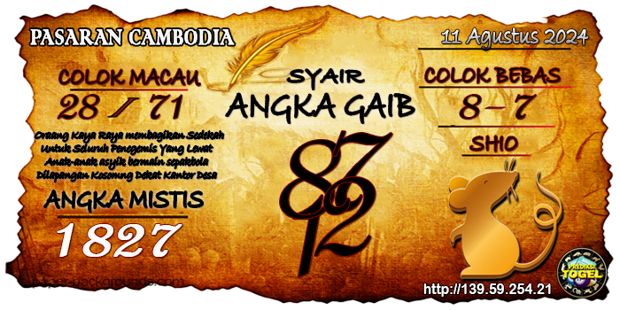 Prediksi Togel Cambodia Minggu 11 Agustus 2024