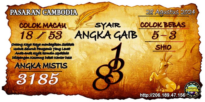 Prediksi Togel Cambodia Rabu 28 Agustus 2024