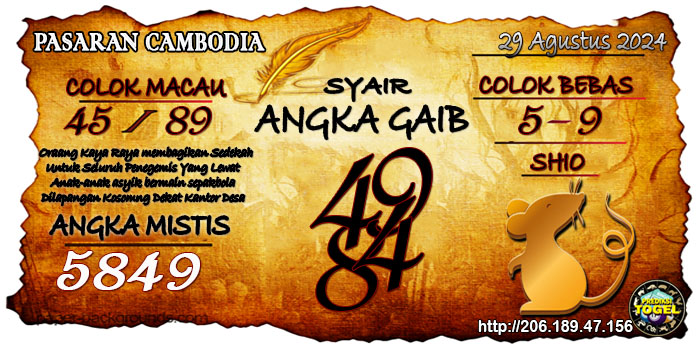 Prediksi Togel Cambodia Kamis 29 Agustus 2024