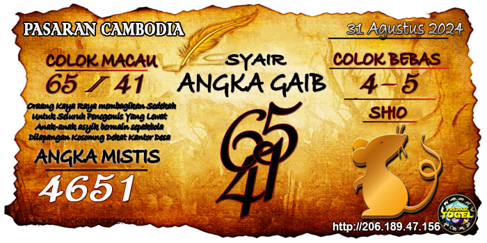 Prediksi Togel Cambodia Sabtu 31 Agustus 2024