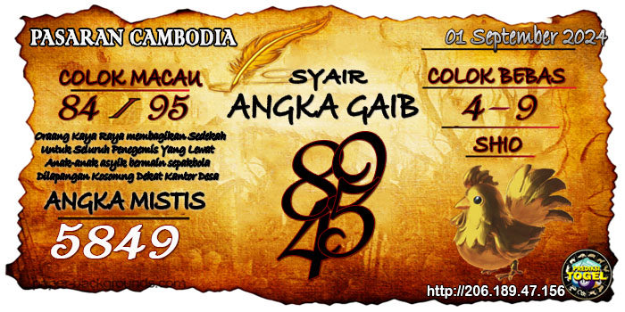 Prediksi Togel Cambodia Minggu 01 September 2024