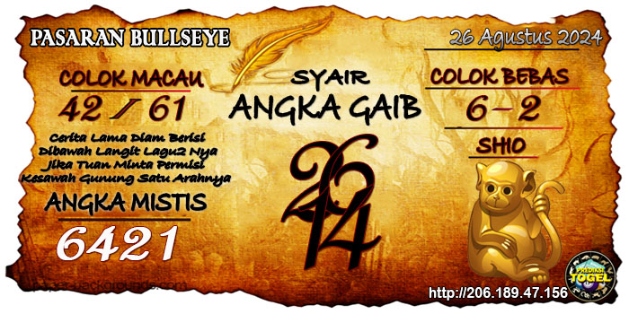 Prediksi Togel Bullseye Senin 26 Agustus 2024