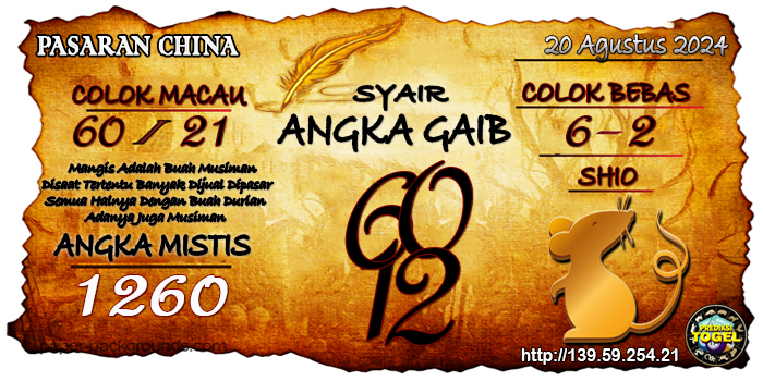 Prediksi Togel China Selasa 20 Agustus 2024