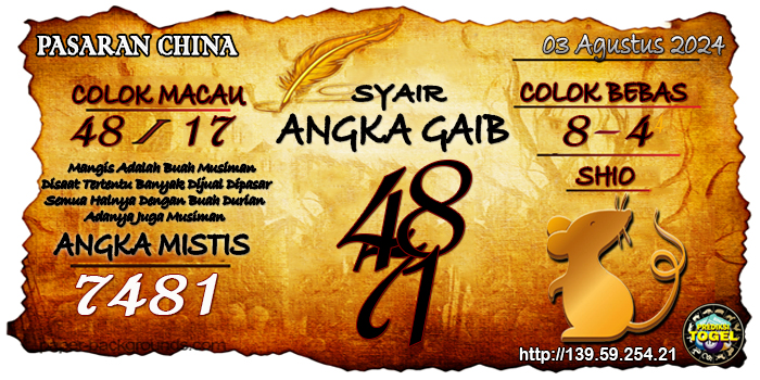 Prediksi Togel China Sabtu 03 Agustus 2024