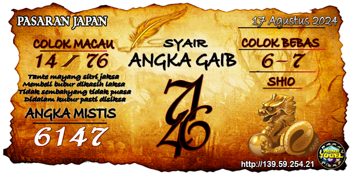 Prediksi Togel Japan Sabtu 17 Agustus 2024