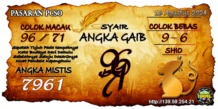 Prediksi Togel Pcso Jumat 16 Agustus 2024