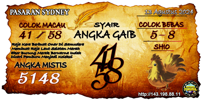 Prediksi Togel Sydney Selasa 13 Agustus 2024