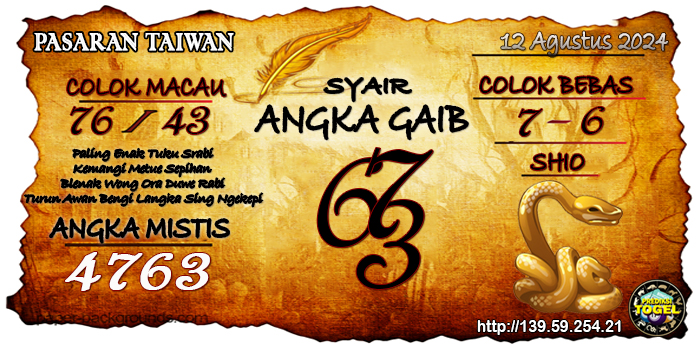 Prediksi Togel Taiwan Senin 12 Agustus 2024