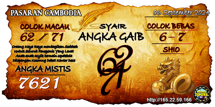 Prediksi Togel Cambodia Jumat 06 September 2024