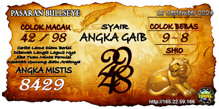 Prediksi Togel Bullseye Rabu 18 September 2024