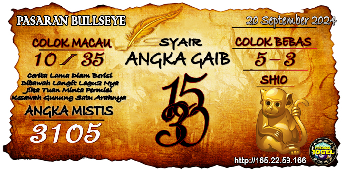 Prediksi Togel Bullseye Jumat 20 September 2024