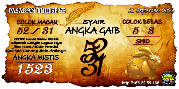 Prediksi Togel Bullseye Sabtu 21 September 2024