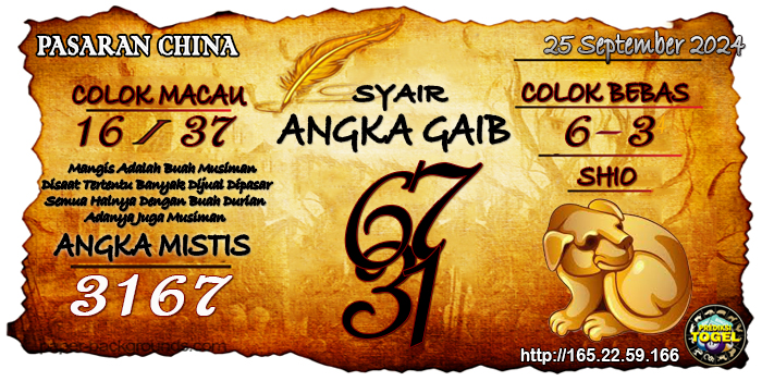 Prediksi Togel China Rabu 25 September 2024